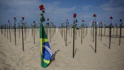  Copacabana se transformó en un rosal en memoria de los 500.000 muertos por Covid en Brasil  