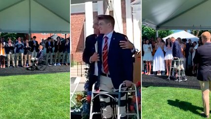   Joven en silla de ruedas caminó por primera vez para recibir su diploma de graduación 